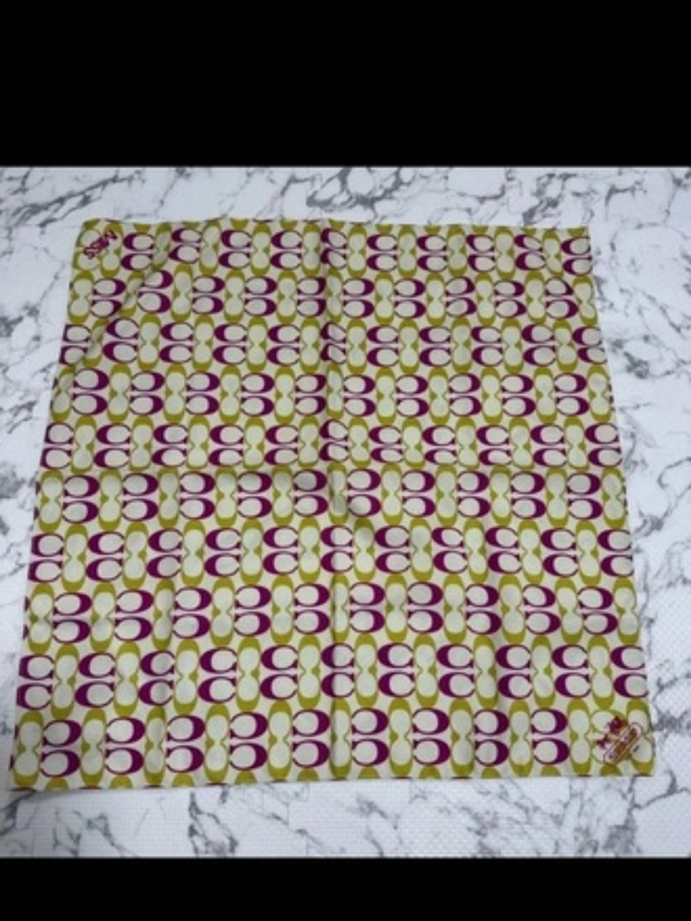 Coach Geometric Print Scarf in Purple & Green 70cm